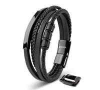 SERASAR, Pulsera de Cuero Premium para Hombre "Shine", con cierre magnético
