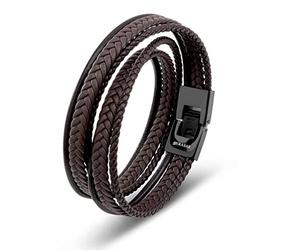 SERASAR | Pulsera Envolvente de Cuero de Primera Calidad [Wrap] para Hombre en Negro y Marrón | Diferentes Longitudes | Cierre Acero Inoxidable | Incluye Joyero | Gran Regalo para Hombres