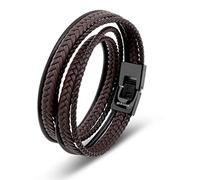 SERASAR Pulsera España Hombre Marrón 34cm de Cuero Pulseras Hombres Brazalete Pulso Muñequera Bisutería Joyeria Cuerdas Bracelet Jewellery Unisex Ancha