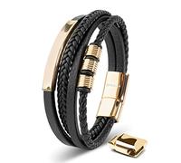 SERASAR Pulsera Hombre Oro 20cm de Cuero Dorado Pulseras Hombres Brazaletes Pulso Muñequeras Bisuteria Joyeria Cuerdas Bracelet Men Jewellery