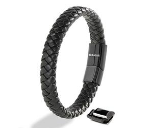 SERASAR | Pulsera Premium para Hombre en Cuero Genuino Negro y Marrón | Cierre Magnético de Acero Inoxidable | Incluye Joyero | Ideal para Regalar