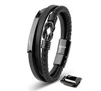 SERASAR Pulseras de cuero premium para hombre | Cierre seguro de acero inoxidable | Tres colores | Joyero Incluido