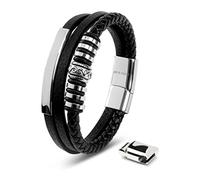 SERASAR Pulseras de cuero premium para hombre | Cierre seguro de acero inoxidable | Tres colores | Joyero Incluido