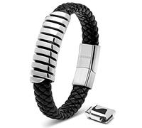 SERASAR Pulseras de cuero premium para hombre | Cierre seguro de acero inoxidable | Tres colores | Joyero Incluido