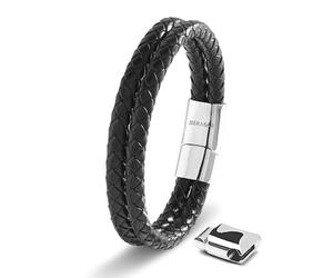 SERASAR Pulseras de cuero premium para hombre | Cierre seguro de acero inoxidable | Tres colores | Joyero Incluido