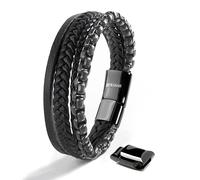 SERASAR Regalos Hombre Pulsera 17cm Negro JoyerãA Pulseras Hombres Brazaletes Pulso Muñequera Bisutería Joyeria Cuerdas Bracelet Men Jewellery Ancha