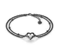 SERASAR Tobillera Corazón Mujer en Negro, Mujer, Joyas Plata de ley 925 Original 925, Regalo Joyería para Hermana, Madre