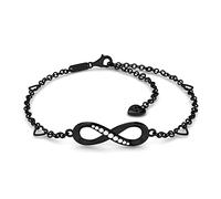 SERASAR tobillera infinity mujer en negro, mujer, joyas plata de ley 925 original 925, regalo joyería para hermana, madre
