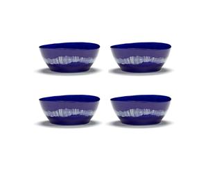 Serax Set de 4 boles Ottolenghi Feast L Ø17 cm Dark blue stripes-white