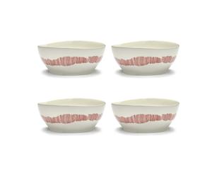 Serax Set de 4 boles Ottolenghi Feast L Ø17 cm White stripes-red