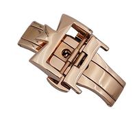SERDAS 18 mm 20 mm 316L Acero inoxidable doble por doble hebilla de reloj abierta Correa desplegable para correas de reloj(Rose Gold,18mm)