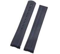 SERDAS 20mm nuevo FKM extremo curvado de goma fluorada para correa Omega para Seamaster 300 buceo hebilla plegable de acero inoxidable correa de repuesto para reloj(Black,Black Sharp Buckle)