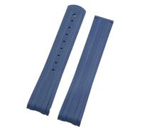 SERDAS 20mm nuevo FKM extremo curvado de goma fluorada para correa Omega para Seamaster 300 buceo hebilla plegable de acero inoxidable correa de repuesto para reloj(Blue,Silver Sharp Buckle)