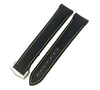SERDAS Cinturino in nylon 19mm 20mm 21mm Per Omega Seamaster Diver 300 AT150 Planet Ocean Curved End Cinturino in tessuto di tela blu(Black yellow,19mm)