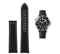 SERDAS Correa de cuero de nailon de alta densidad para Omega New Seamaster 300 Super Master AT150, correa de tela de cuero AQUA TERRA para hombre, 19mm, 20mm(Black White no clasp,20mm)