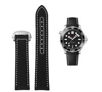 SERDAS Correa de cuero de nailon de alta densidad para Omega New Seamaster 300 Super Master AT150, correa de tela de cuero AQUA TERRA para hombre, 19mm, 20mm(Black White Silver,19mm)