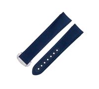 SERDAS Correa de reloj con extremo curvado de 20 mm para correa Omega para AT150 Seamaster 300 Planet Ocean De Ville Speedmaster Blue Line Correas de reloj de piel de vaca de nailon de alta densidad(B