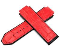 SERDAS Correa de reloj de cuero, para Hublot Series, correa deportiva de 25mm, repuesto de correa de reloj negra y azul, accesorios para reloj(Red,25-19mm)