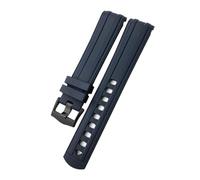 SERDAS Correa de reloj de goma de silicona fluorada, 20mm, 21mm, 19mm, para Omega New Seamaster Diver 300, correa de reloj suave negra y azul(Blue black,22mm)