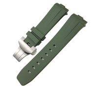 SERDAS Correa de reloj de goma de silicona suave natural, negra, verde, 24mm, apta para Panerai PAM00111/441, pulsera resistente al agua con hebilla de mariposa(Green,Silver Buckle-24mm)