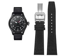 SERDAS Correa de reloj de piel de vaca de nailon de alta densidad para IWC PILOT Portugal correa de reloj de tela 20mm 21mm 22mm pulsera negra verde militar correa de piel de vaca azul(Black silver fo