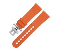 SERDAS Correa de reloj suave de goma FKM fluorada de 23mm para correa Blancpain Fifty Fathoms 5000 5015 reemplazo de pulseras de correa de reloj negra(Orange4)