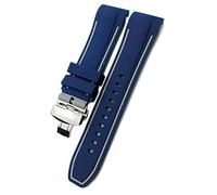 SERDAS Correas de reloj de silicona de goma de 23mm y 24mm, correa de reloj suave especial para pulseras T035617 T035627 T035(Blue Butterfly Clasp,24mm)