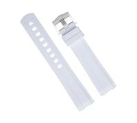 SERDAS Para correa Omega Seamaster 300, pulsera de reloj de buceo, hebilla de Pin, 20mm, extremo curvado, calidad FKM, goma fluorada, nueva correa de reloj(White 3)