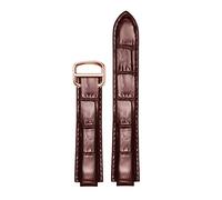 SERDAS Propina de la banda de vigilancia de la piel de cocodrilo 20 * 12 mm 18 * 11 mm Coritas marrones negras con hebilla plegable(Brown rosegold,22X14mm)