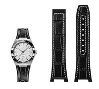 SERDAS Pulsera con base de silicona de cuero genuino para la serie Omega constellation Perfect Observatory 131.13 correa de reloj serie Manhattan(Black white NO)