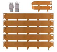 SERdeerCH 6X Bordes de césped de Acero Corten, 106x20 cm - Bordes de césped estables con estacas de Tierra. Ideal para parterres, jardín o Patio. Resistente a la Intemperie y fácil de Instalar