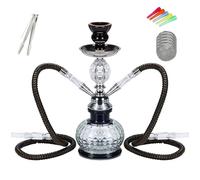 SERdeerCH Cachimba Hookah set，2 Tubos- 28 cm Negro Mini Cachimba cazoleta cachimba 5 puntas 2x boquilla 2x tubo hookah boquillas portátil con todo