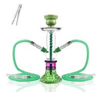 SERdeerCH Cachimba shisha,28cm Narguile Cristial Shisha 2 Pipa de Agua Diseño Premium Waterpipe (Vert)
