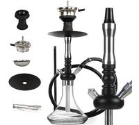 SERdeerCH Glass Hookah Set completo con todo de aleación de aluminio con difusor Manguera de silicona lavable Caucho Chisha Bowl Dispositivo de gestión de calor Pinzas de carbón(Transparencia)
