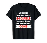 Seré un Poco más Sociable/Menos Conos Humor Sarcasmo Camiseta gráfica económica, Hombre, Negro, L