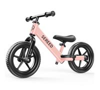 SEREED Bicicleta sin Pedales para Niños de 2 años, Bicicleta sin Pedales para Niños de 2 a 5 años, Ajuste sin Herramientas, Placa Personalizable con Pegatinas (Rosa)