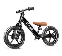 SEREED Bicicleta sin Pedales para Niños de 2 años, Bicicleta sin Pedales para Niños de 2 a 5 años, Ajuste sin Herramientas, Placa Personalizable con Pegatinas (Negro)