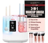 Serena Beauty Máquina limpiadora de brochas de maquillaje eléctrica automática: limpiador y secador automático de brochas de maquillaje 3 en 1, alimentado por USB, ciclo automático de 5 minutos