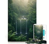 Serena Cascada en un Bosque exuberante Rompecabezas de 1000 Piezas para Adultos Fortalece la Memoria Momentos cálidos Bordes limpios (38x26cm)