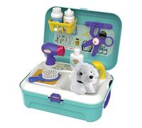 Serena & Jewel Animal Care Play Set Kit para niños with16 Pcs, Doctor Finge Jugar Perro Cuidado Juguetes Cachorro Perro Portador Alimentación Perro Mochila Regalos para Niñas Niños 3-8 Años (Verde)