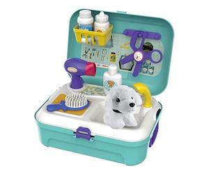 Serena & Jewel Animal Care Play Set Kit para niños with16 Pcs, Doctor Finge Jugar Perro Cuidado Juguetes Cachorro Perro Portador Alimentación Perro Mochila Regalos para Niñas Niños 3-8 Años (Verde)