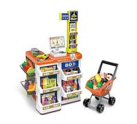 Serena & Jewel Juego de simulación de tienda de comestibles con carrito de compras y caja registradora para niños