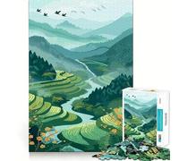 Serenas terrazas de arroz, Rompecabezas de 1000 Piezas para Adultos, Juguete para ejercitar la Mente, diseño Casual y Relajante, Pieza de colección de Arte para armar (38x52cm)