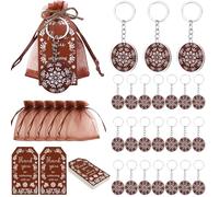 Serencatcher Juego de recuerdos de fiesta mexicana - 24 llaveros de doble cara, tarjetas de agradecimiento, bolsas de organza y cordel de yute para fiesta de cumpleaños temática mexicana