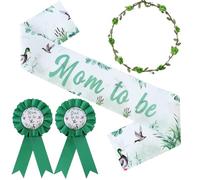 Serencatcher Mallard Duck Baby Shower Decoraciones para niño, caza de pato mamá para ser maternidad, banda de hojalata para mamá, papá, futuro, botón, insignia de hojalata, corona de flores, diadema