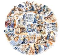 Serencatcher Pegatinas religiosas de Navidad para álbumes de recortes, 100 unidades, belén Jesús es la razón para la temporada, calcomanías de belén cristiano impermeables para laptop, botellas,