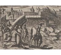 SERENDIPITP Cuadro en Lienzo Decorativo Cuadro Civilis y Cerialis se encuentran en un puente roto para alcanzar por Antonio Tempesta para la Decoración del Hogar del Dormitorio 60x90cm