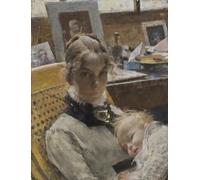 SERENDIPITP Cuadro en Lienzo Decorativo Cuadro un idilio de estudio: la esposa del artista y su hija Suzanne de Carl Larsson para la Decoración del Hogar del Dormitorio 60x90cm