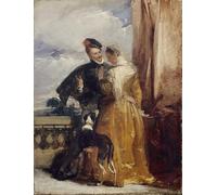 SERENDIPITP Imagen de Lienzo Lienzo Cuadro Pintura Murales Decor Amy Robsart y el conde de Leicester de Richard Parkes Bonington para Decoraciones del Hogar 60x90cm