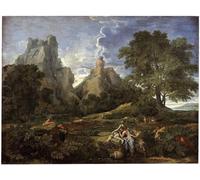 SERENDIPITP Imagen de Lienzo Lienzo Cuadro Pintura Murales Decor Paisaje con Polifemo de Nicolas para Decoraciones del Hogar 60x90cm